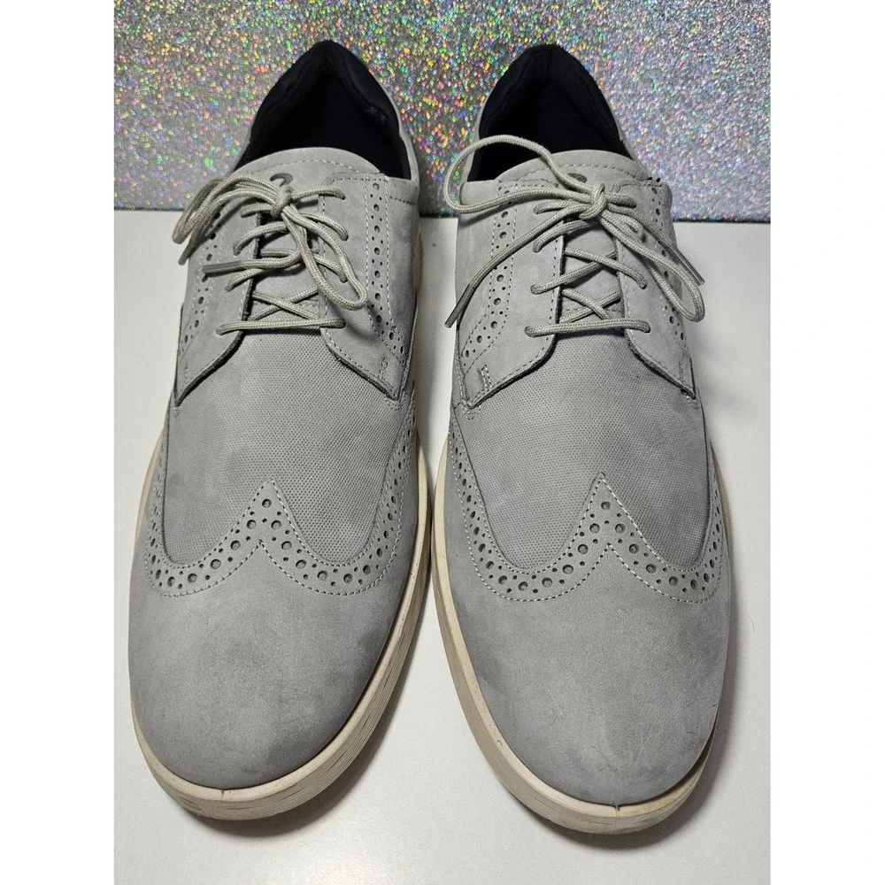 ECCO S Lite Hybrid Wingtip Brogue Oxford Shoes Men Size 12 EU 46 Grey Suede‎